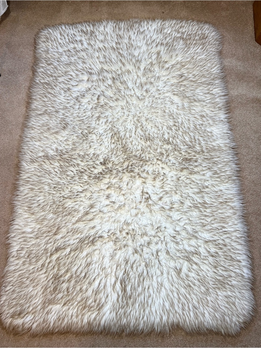 Plush Faux Fur Throw Rug - Cream Blend